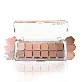 [Popular at TikTok] Qwesure Eyeshadow Palette, 12 Colors, Matte, Korean, Eye Makeup, Commuting, Natural, Daily Makeup, High Color, Long Lasting, No Glitter, Vivid Color, 08# Almond Milk Tea
