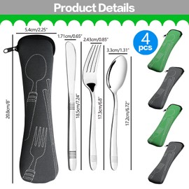 Julyeen 12 Pieces Camping Travel Flatware Cutlery, Portable Silverware Set with Case Set of 4