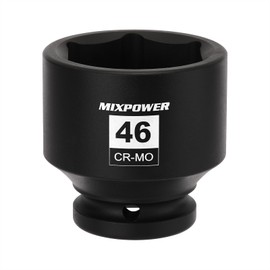 MIXPOWER 3/4" Drive Shallow Impact Socket, 46mm, CR-MO, Metric, 6 Point, Axle Nut Impact Grade Socket for Easy Removal