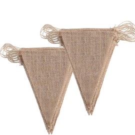 DAHI Bunting 2 Pieces Vintage Bunting Banner Bunting Garland with 48 Pieces Triangle Flags for Wedding, Party (Brown)