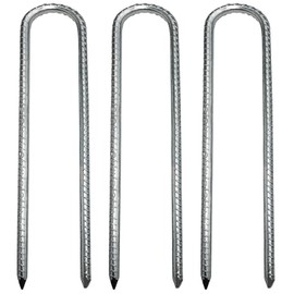 Ground Anchor, Galvanised U-Shaped Ground Stakes for Camping, Tents, Trampoline, Canopies, Swing (30 cm, Pack of 3)