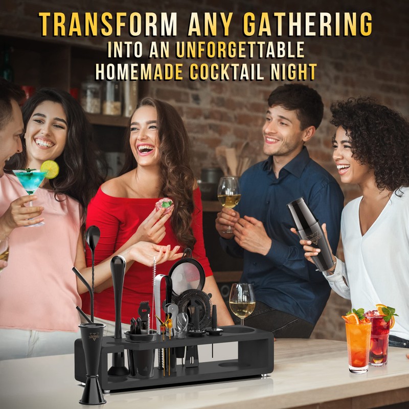 Elite Mixology Bartender Kit 20-Piece Boston Cocktail Shaker Set for