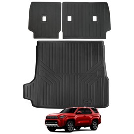 Trunk Mat for 2025 Toyota 4Runner Gas（Non Hybrid EV & i-Force MAX） 5-Seater All Weather Protection TPE Rubber Trunk Liner - Velcro Backrest Protector for Cargo Liners Accessoriess Odorless Anti-Slip