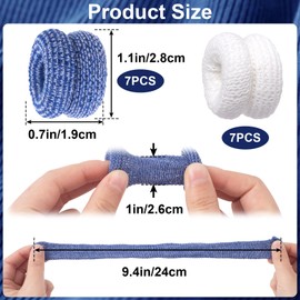 VARMDUKKE 14PCS Finger Bandages for Finger Tips, Breathable Finger Cots Finger Protectors for Wounds, Elastic Finger Gloves Thumb Covers for Garden, Kitchen, Sculpture - Blue, White