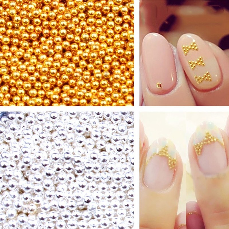 Minejin 3D Nail Art Gold Steel Ball Mini Beads Women