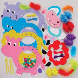 Baker Ross FE228 Jungle Animal Dreamcatcher Kits - Pack of 4, Make Your Own Dream Catcher, Craft Set for Children to Decorate and Display