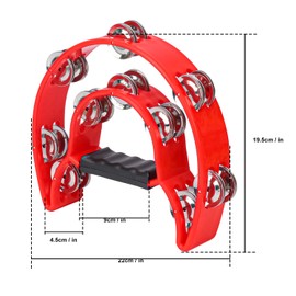 IHDYPPEW 5 Pack 9" Half Moon Handheld Tambourine, Tambourine Musical Instrument, Double Row Tambourine, Music Rhythm Tambourines for Adults, Concerts, Dances, Orchestra Performances (9 Inch)