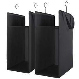 FENTEC Fentec Hanging Laundry Hamper, Hanging Laundry Basket, Slim Laundry Hamper Bag with Handles, Portable Hanging Closet Hamper, Mesh Heavy Duty Hanging Laundry Bag (Black,2 Pack)