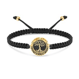 Ydmwannx Tree of Life Cremation Jewelry Rotundity Urn Bracelet for Ashes Stainless Steel Ashes Pendant Adjustable Braided Rope Keepsake Memorial for Bracelet for Women Men (gold)