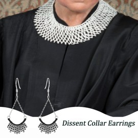 Dissent Collar Earrings for Women - 925 Sterling Silver Feminist Judge Dangle Earrings Jewelry Gifts for Women Fans