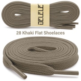 DELELE Solid Flat Shoe Laces: Hollow Thick Khaki Shoelaces for Sneakers 2 Pair 55 inch