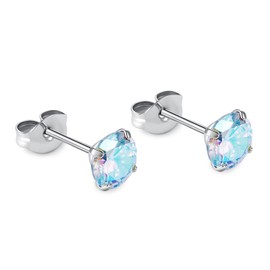 1 Pair Implant Grade Titanium Stud Earrings Set Hypoallergenic 3mm 4mm 5mm 6mm Cubic Zirconia G23 Titanium Earring Studs for Women Girls Men for Sensitive Ear, Titanium, Cubic Zirconia