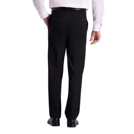J.M. Haggar Men's Sharkskin Superflex Waist Straight Fit Dress Pant, Black, 34W x 32L