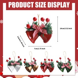 christmas bell tree bells hanging decorations metal ornament decoration ornaments jingle bow decor decorative door large red sleigh xmas shaped craft crafts cute feather fox giant kids rustic small sp