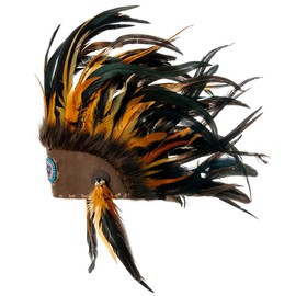 Novum Crafts Feather Headdress | Native American Indian Inspired | Orange