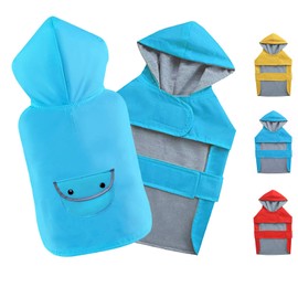 BECNBEAU Dog Raincoat Dogs Rain Jacket Lined Reflective Poncho Rainwear Waterproof Pet Clothes Pocket Hooded Leash Hole Adjustable for Puppy Small Dogs,Blue,S,Back Length 8.3 Inch