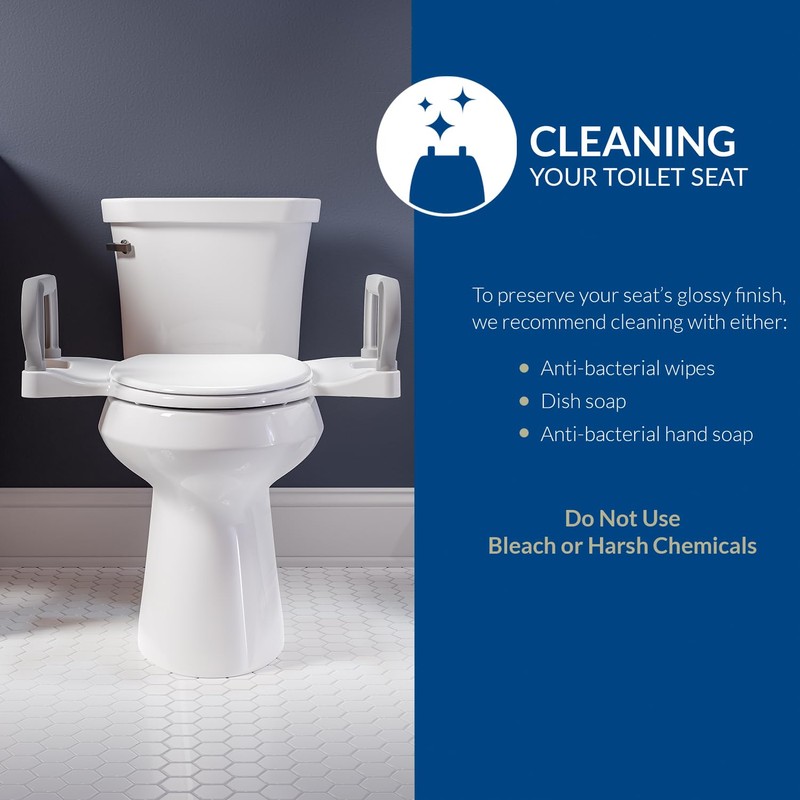 Bemis Assist Toilet Seat with Built-in Support Handles, Hinges Never