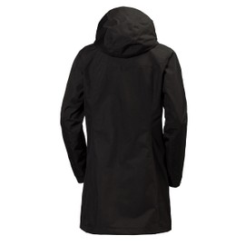 Helly-Hansen Women's Aden Waterproof Breathable Hooded Long Rain Jacket, Black, Medium
