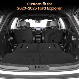 Sze Cargo Mat with Backrest Mats for 2020-2025 Ford Explorer Trunk Mat TPE Seats Back Mat All Weather Cargo Liner for Ford Explorer Accessories (Cargo Mat+Backrest Mat)