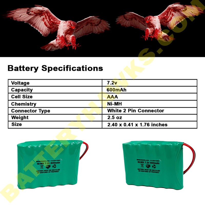 7.2v 600mAh Intrusion 300-06868 LKP500 L5000 Lyric Lynx TSS Ni-MH