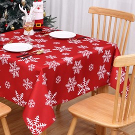 CAROMIO Christmas Tablecloths Wipe Clean Table Cover Xmas Table Cloth Square Washable Tablecloth Snowflake Decorations Table Cover for Christmas Party Winter Home Decor,54x54 inch