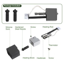 IdeaFormer Kobra S1 Hotend, Extruder Hot End Kit with 2 Pieces 0.4 mm Hardened Steel Nozzles Hardened Nozzle Hotend for Anycbic Kobra S1/Kobra S1 Combo