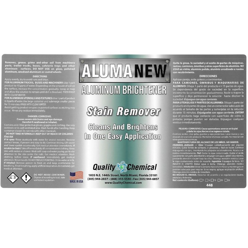 Quality Chemical Aluminum Cleaner & Brightener & Restorer - Made