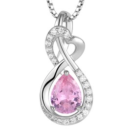 JIWOY Infinity Necklace Created Pink Tourmaline Pendant 925 Sterling Silver Jewelry for Women
