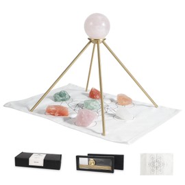 SUJIAMEI Incense Detachable Brass Pyramid Stand with Cotton Grid Cloth｜Crystal & Jewelry Display｜Smudging Purification｜Anti-Tarnish｜Holds 3KG (Standard, Brass Pyramid Stand)