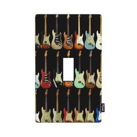 Pznen Music 1 Gang Toggle Wall Plate Varieties of Guitars Musical Instruments Rock And Roll Modern Single Toggle Light Switch Cover Standard Size 4.5"x 2.76"