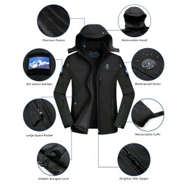XELTEN Heated Jacket for Men with 12000mAh Large Capacity Battery Pack (US, Alpha, 3X-Large, Regular, Regular, Standard, Black)