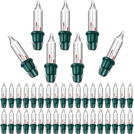 Mudder 200 Pieces 2.5v Replacement Winter Light Bulbs 50/100/150/200 Count Mini Incandescent Wire String Light Replacement Bulbs for Decoration Gifts(Green Base with Warm White)