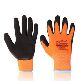 FUZZIO 12 Pairs Men's Work Gloves, Size 8, Mechanic Gloves, Neon Orange, Gardening Gloves, Men, Work Gloves, Women, Assembly Gloves, Men, Shrink Latex Coating Glove Clip