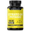 Citrato de Potasio 1000mg | Adicionados con Platano en Polvo, Curcuma y Semilla de uva | Vegano |Sin rellenos| Potassium Citrate -180 cápsulas