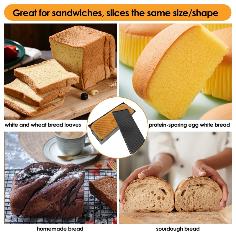 Spmarkt 2-Pack Black 13inch Pullman Loaf Pan with Lid, Premium