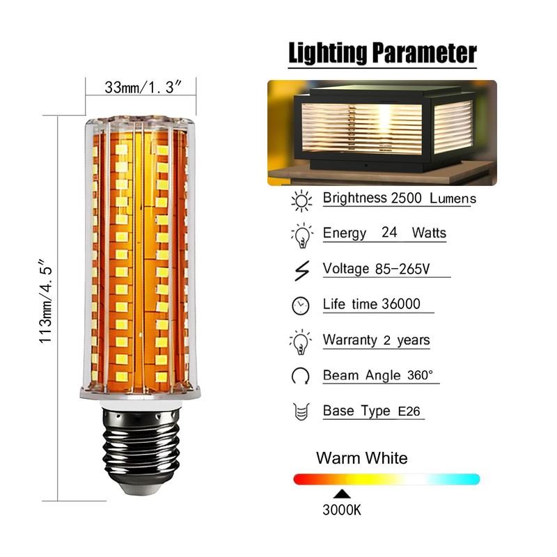 JHOTEC LED Corn Light Bulb 150W Equivalent 2500 Lumen 3000K