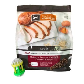 SIMPLY NOURISH Adult Cat Food. Deboned Chicken Urinary Tract & Hairball Control Recipe. Plus Cat Toy Will Vary. One 3 Pound (1.36 kg) Bag