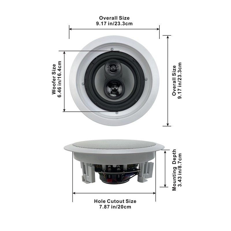 Acoustic Audio CS-IC63 in Ceiling 6.5" Home Theater 3 Speaker