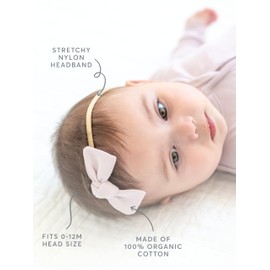 Colored Organics Baby Organic Cotton Dainty Bow Headband - Infant Girls - Ballet Muslin
