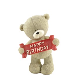 PlentifulHome Resin Bear Figurines Cute Cub Holding Happy Birthday Banner Decorations Great Birthday Gifts