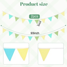 2PCS Pennant Banner Flags, Fabric Bunting Banner Nursery Garland Decor, Baby Shower Garland, Triangle Flags for Baby Boy Room, Playroom, Boho Birthday Party Decor, Each 7.75 ft (Yellow Green Blue)