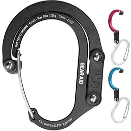 HEROCLIP Small - Carabiner Clip and Hook, Bag, Purse, Backpack Hanger, Baby Pushchair Hook, Keyring Carabiner and Multifunction for Camping, Fishing, Hiking Or Travel, Hang Anything, Anywhere