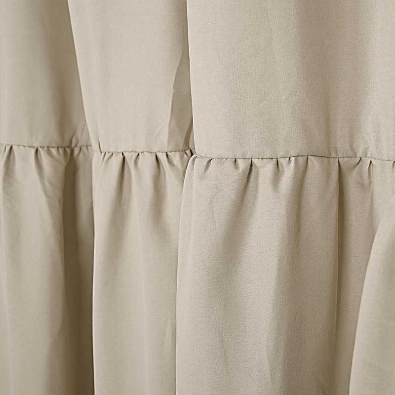 DOSLY IDÉES Ruffled Farmhouse Shower Curtain,Camel Fabric,Country and Chic Style,72x72