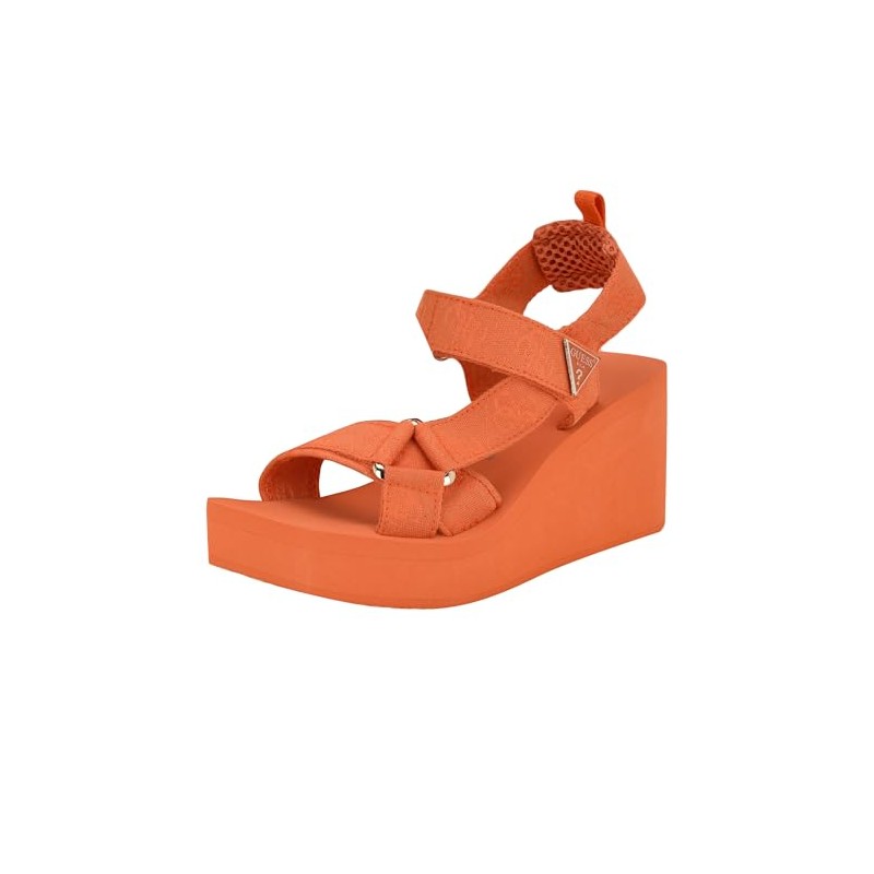 GUESS Women's Daysa Wedge Sandal, Orange Logo 800, 7