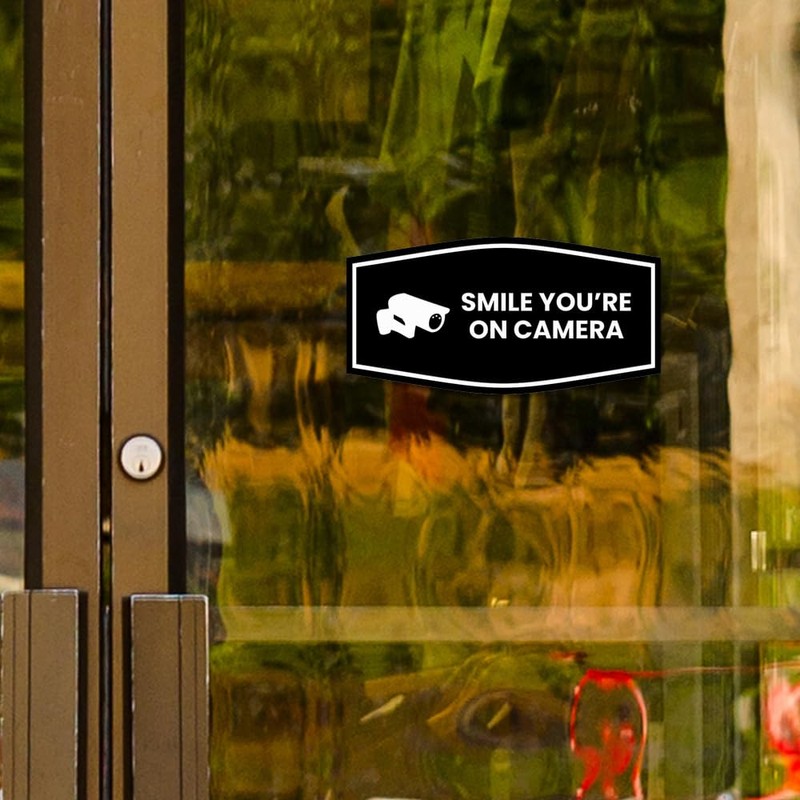 Fancy Smile You're On Camera Sign (White) - Large (2