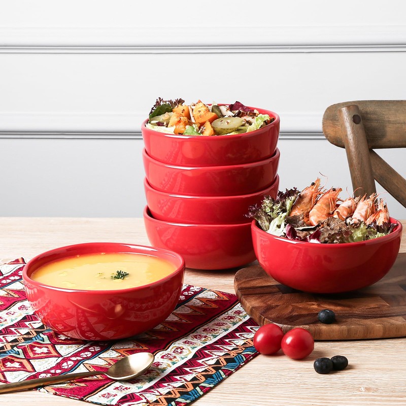 vicrays Ceramic Cereal Bowls Set - Porcelain 26 Ounce Soup