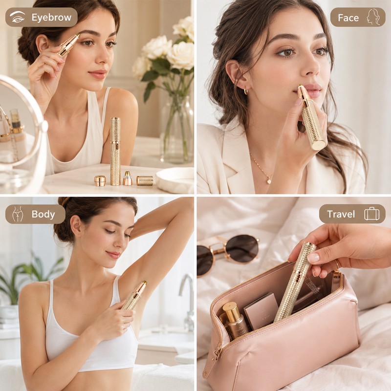 Rechargeable Facial Hair Trimmer for Women & Men – 4-in-1