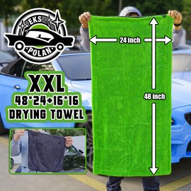 EKSPOLAN Car Drying Towel 48" x 24" & 16" x 16", 1400 GSM Microfiber Towels for Cars Detailing Streak Free, Extra Large Ultra Absorbent Twisted-Loop Microfiber Towels