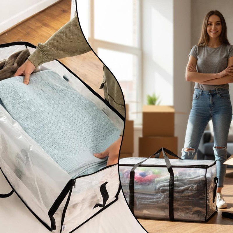6-Packs Extra Large Heavy Duty Moving Bags, Waterproof Storage Totes