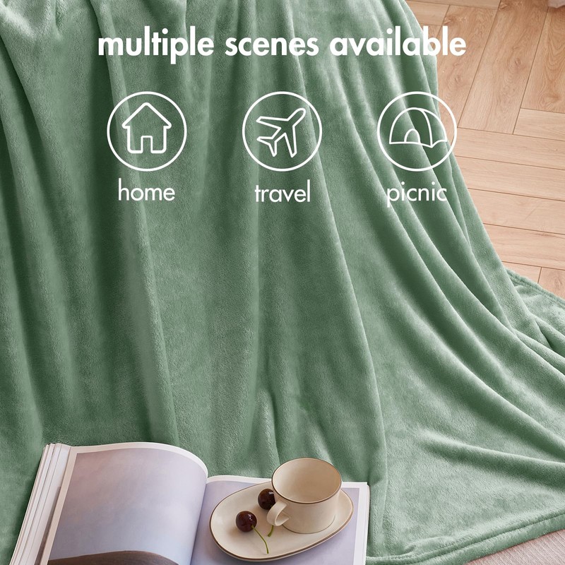MIULEE Flannel Fleece Throw Blanket Soft Fluffy Solid Color Comfortable